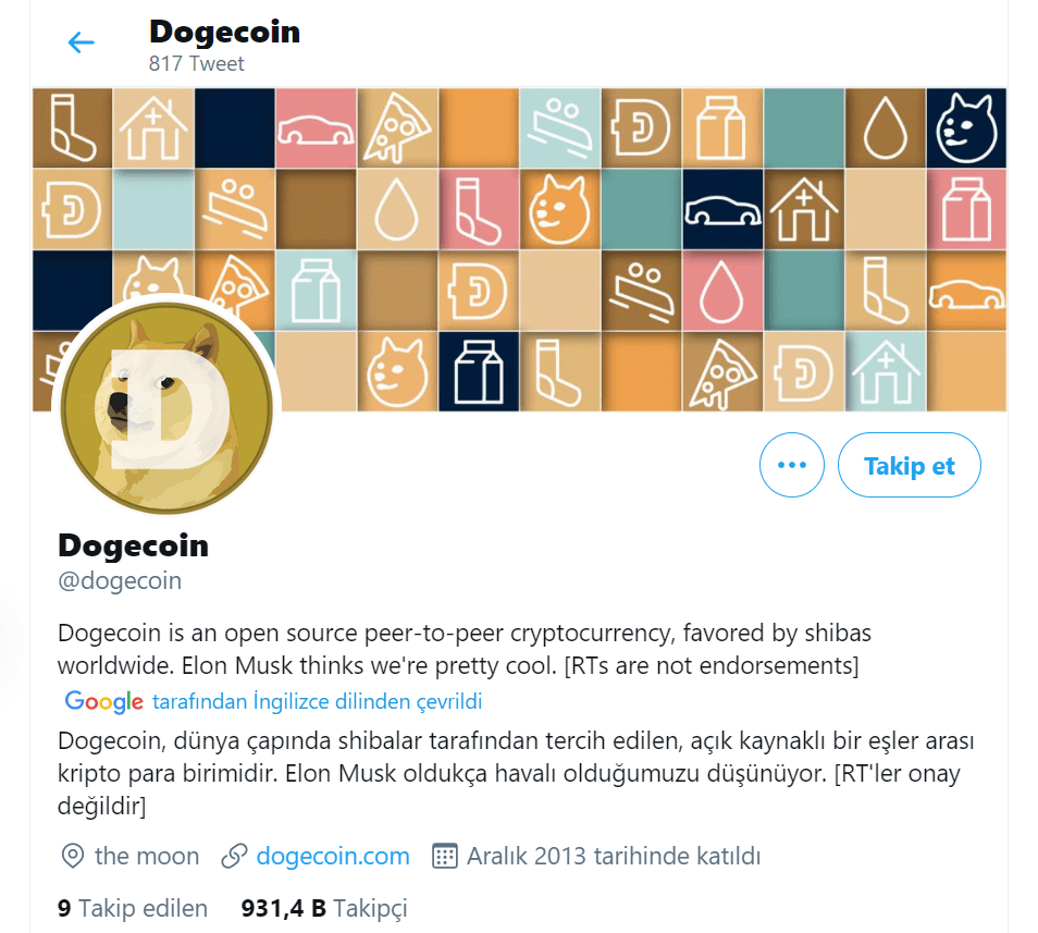 Dogecoin Twitter hesabı